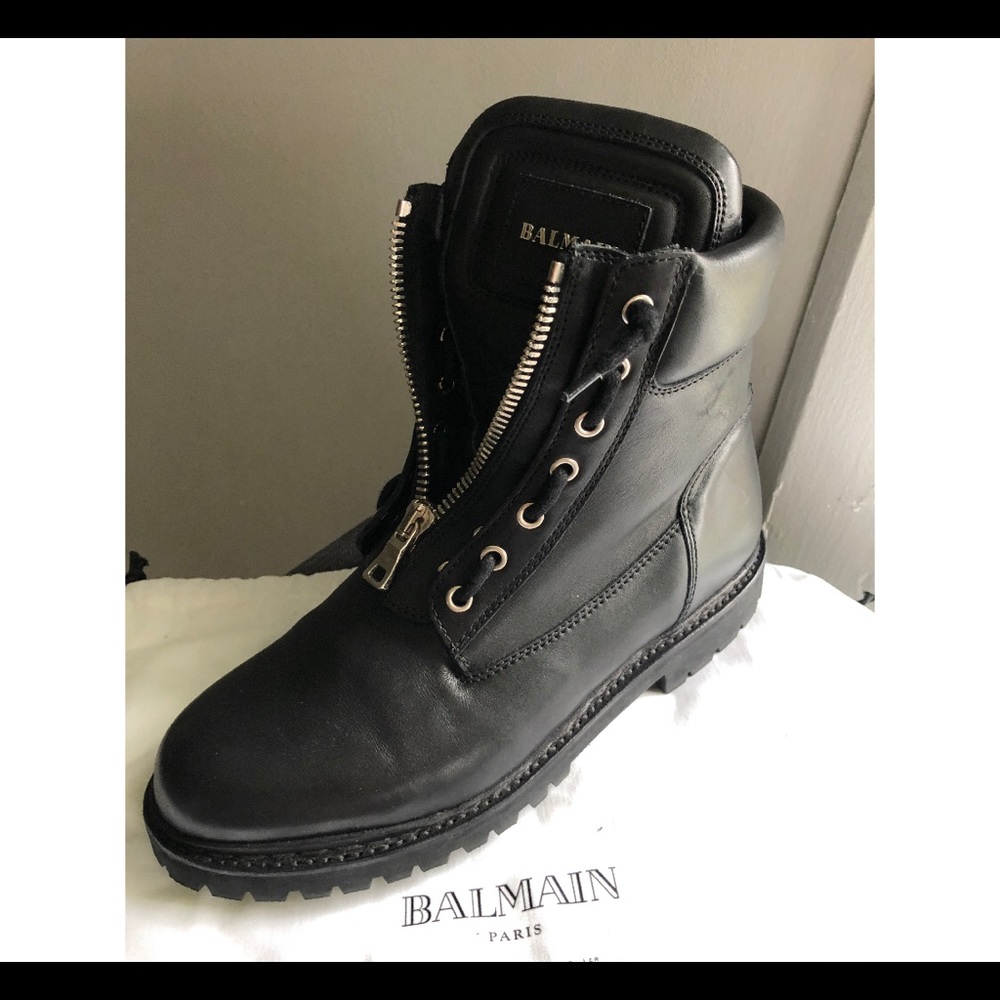 Balmain Zip-Front Leather Ranger Boot
